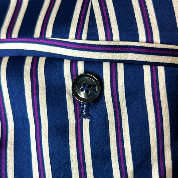 Banana Republic Avery Mid Rise Navy Striped Satin Ankle Length Pants Size 0 NWT‎ - Picture 12 of 14